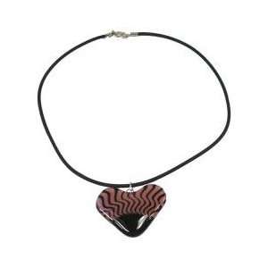   Handcrafted Fused Glass Heart Pendant   Black Sun Design: Jewelry