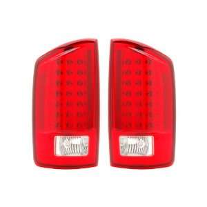  07 08 Dodge Ram Red/Clear LED Tail Lights Automotive