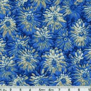   Path Collection Mums Blue Fabric By The Yard Arts, Crafts & Sewing