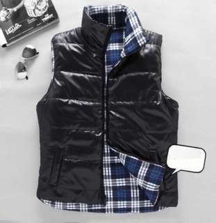 New Mens Fashion Designed Checked Reversible Vest Waistcoat 2 Color 
