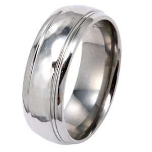  8MM High Polished Titanium Wedding Band Ring For Men With 