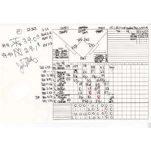   Sterling Handwritten/Signed Scorecard Rangers at Yankees 7 01 2008