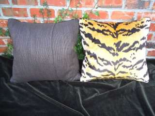 Scalamandre Le Tigre silk velvet custom designer pillows pair  