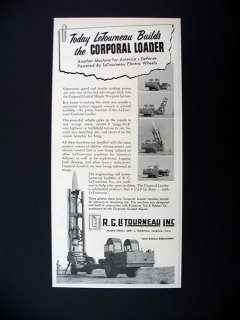 LeTourneau Loader for Corporal Guided Missile System 1956 print Ad 