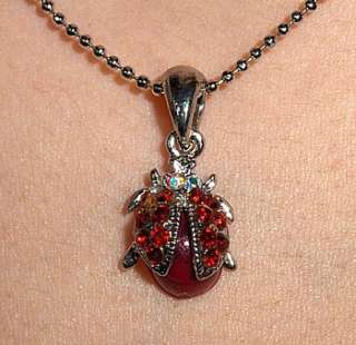California Connections ~ Red Lady Bug Crystal Necklace  