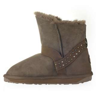 EMU Womens Fur Boots Prairie Lo W10488 Mushroom Fold Down Boot  