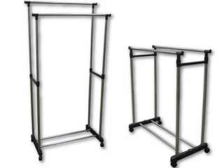 Double Clothes Rack Adjustable Height Adjustable Stainless Steel 