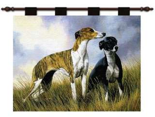 GREYHOUND   WHIPPET DOG ART TAPESTRY WALL HANGING  
