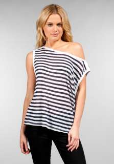 BY ALEXANDER WANG Striped Baggy Boatneck in Navy/White at Revolve 