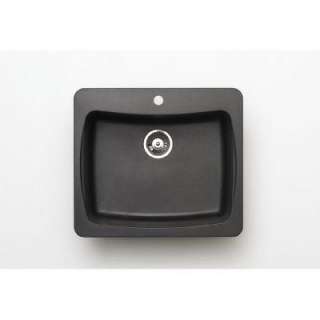   Mount Granite 25x22x84 Hole Single Bowl Kitchen Sink in Metallic Black