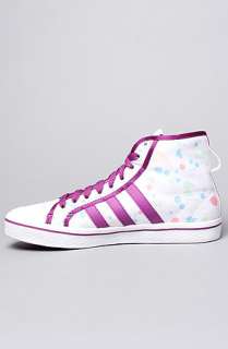 adidas The Honey Stripes Mid Sneaker in White and Power Violet 