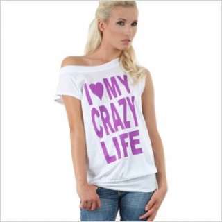 Tunika Damen Shirt weiß I Love My Crazy Life von Makaya: .de 