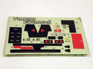 Transformers ORIGINAL Jetfire Sticker Sheet. MINT COMPLETE  