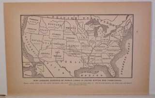 1892 MAP   PUBLIC LANDS IN US STATES & TERRITORIES  
