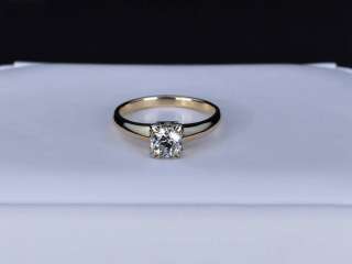   Gold Ladies Vintage Round Cut Diamond Solitaire Engagement Ring  