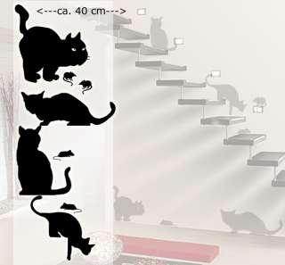 Wall Art für Katzenfreunde   das Set mit 4 Katzen und 4 Mäusen 