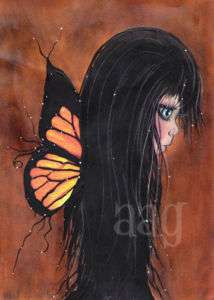 Print of Painting Angel girl FANTASY FAIRY AAG FOLK ART  