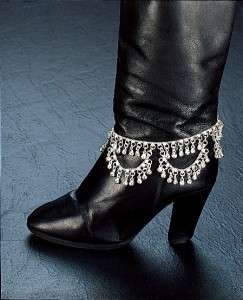 BOOT DECORATION ANKLET SILVER & GOLD TONE WITH BELL SWAGS LOOPS  