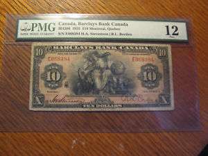 Canada 1935 10$ Barclays Bank Canada montreal PMG F12  