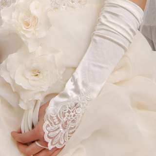 white / ivory Wedding Pearl Beaded Fingerless Gloves  