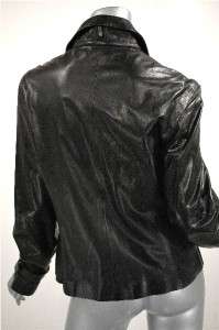 MAX MARA Soft Black Leather Sporty Jacket Lined Italy Size 10 Ex 