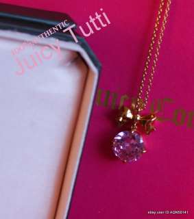 SALE* Juicy Couture Pink Crystal Bow Crown Round Wish Charm Gold 
