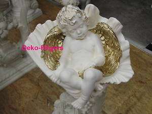 Engel Skulptur Figur Amor Stuckgips Muschel 0629 F70+50  