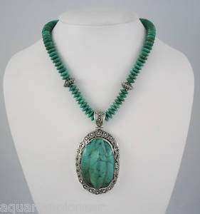 Green Turquoise Pendant Necklace  