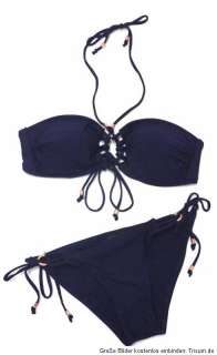 Bandeau/Neckholder Bikini Set H&M Dunkelblau mit Schnürung Gr.36/38 