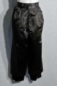 Vintage Valentino Boutique Black Satin and Velvet Capri Length Pants 