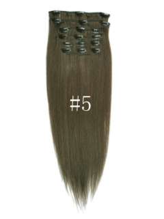 20``7Pcs Straight Remy Clip in real Human Hair Extensions 11 colors 