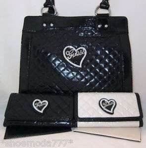 GUESS EUCLID Heart Logo Quilted Bag Purse Sac Wallet  