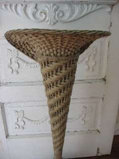   TALL Old GESSO BARBOLA Details Wicker BASKET for PLANT or Fern  