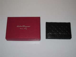 New Salvatore Ferragamo Leather Bi Fold Card Wallet C 70115  