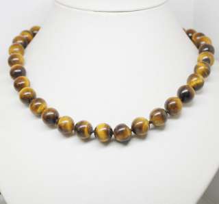 12mm natural Tigers eye round beads necklace 18long  