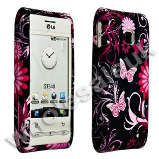 BLACK BUTTERFLY FLORAL CASE COVER FOR LG GT540 OPTIMUS  