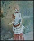 Jeune femme Dessin aquarelle de Henry SOMM (1844 1907) impressionniste