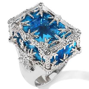 Hutton Wilkinson Blue Stone and Clear Crystal Ice Ring 