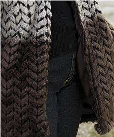 womens winter reversible hooded jacquard faux fur coat jacket 