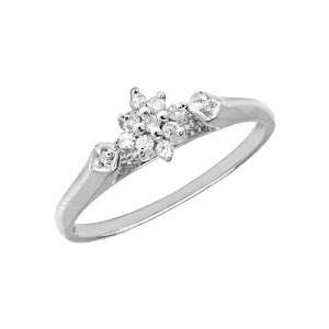  10K White Gold Diamond Cluster Ring (Size 5) Jewelry