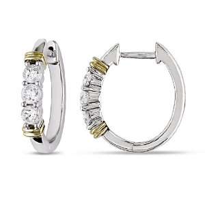   Yellow Gold, Diamond Hoop Earrings, (.5 cttw, GH Color, I1 I2 Clarity