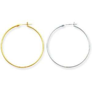    14K Yellow & White Gold Hoop Earrings Set Jewelry A Jewelry