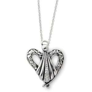  Sterling Silver Antiqued Angel of Friendship 18in Necklace 