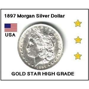  1897 Morgan 90% Silver Dollar **HIGH GRADE GOLD STAR DOLLAR 