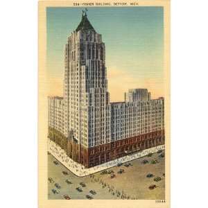 1940s Vintage Postcard Fisher Building   Detroit Michigan