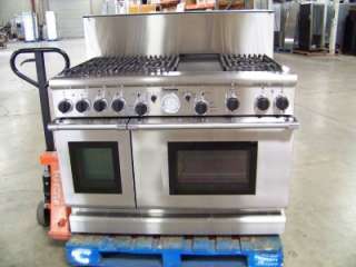 THERMADOR 48 STAINLESS DUEL FUEL CONVECTION RANGE 6 BURNER w/GRIDDLE 