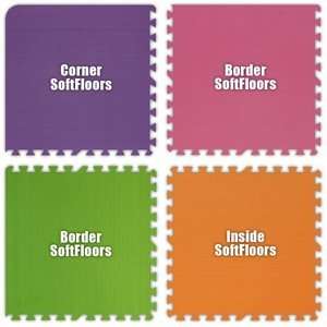  Floor Pad, SoftFloors, Purple, Pink, Lime Green, Orange , 20 x 42 