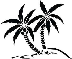 Palm Trees Ocean Beach Silhouette Car Decal Sticker  