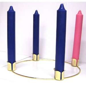 Church Advent Set (12 x 1 1/2 Candles with 14 Brass Advent Wreath 