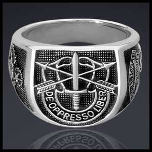 SPECIAL FORCES AIRBORNE de oppresso liber SILVER RING  